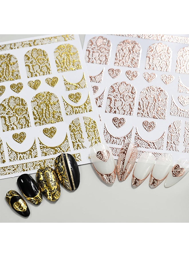 Quantum 6 Sheets 3D Gold Foil Snake Print Nail Art Stickers Self-Adhesive Nail Decals Heart Snake Skin Nail Stickers for DIY Nails Art Decorations - Image 4
