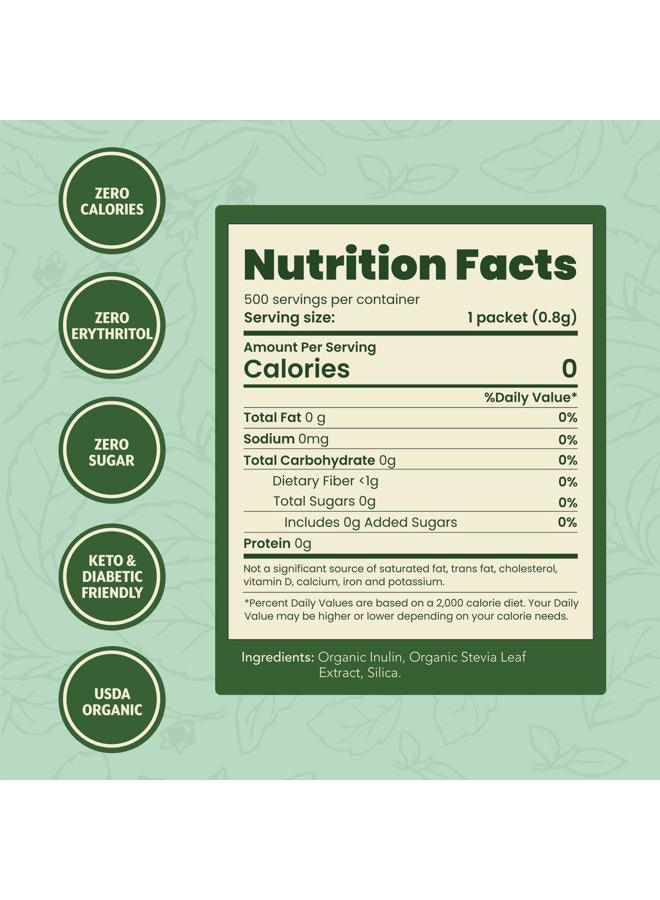 SweetLeaf Organic Stevia Powder Packets - Zero Calorie Sweetener with Stevia Leaf Extract, No Artificial Sweetener Additive, Sugar Free, Keto Friendly, Non GMO, Gluten Free - 500 Count (Pack of 1) - Image 3