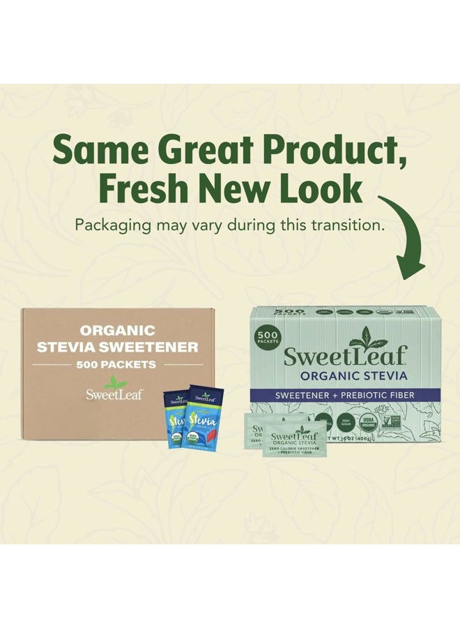 SweetLeaf Organic Stevia Powder Packets - Zero Calorie Sweetener with Stevia Leaf Extract, No Artificial Sweetener Additive, Sugar Free, Keto Friendly, Non GMO, Gluten Free - 500 Count (Pack of 1) - Image 2