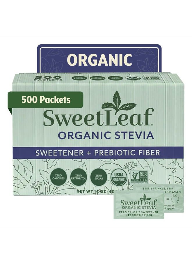 SweetLeaf Organic Stevia Powder Packets - Zero Calorie Sweetener with Stevia Leaf Extract, No Artificial Sweetener Additive, Sugar Free, Keto Friendly, Non GMO, Gluten Free - 500 Count (Pack of 1) - Image 1