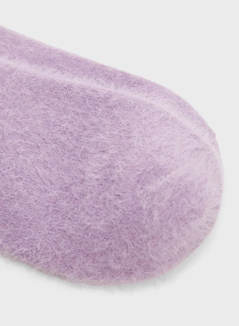 MANGO Fur Detail Crew Socks