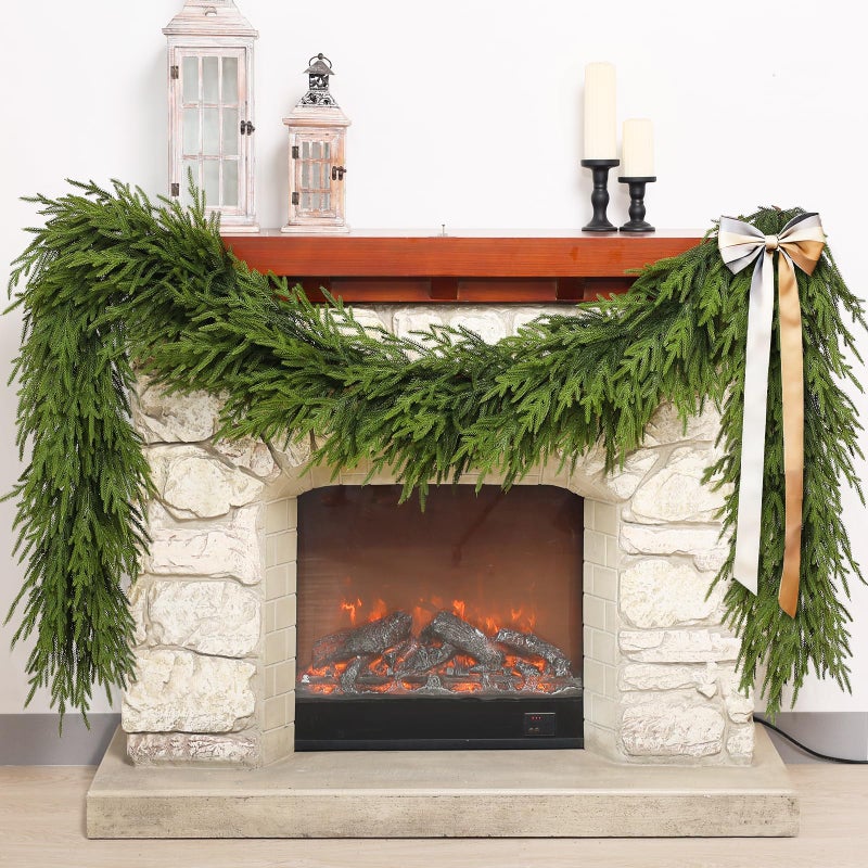Artificial Norfolk Pine Garland  Faux Christmas Garland Fake Green Garland for FireplaceTable Stairs Mantle WindowIndoor OutdoorHomeHoliday Decor1 PCS5 FT