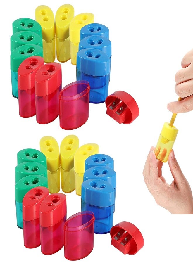 KIDMEN 2-Hole Pencil Sharpener - Handheld, 24 Pack for Kids - Image 1