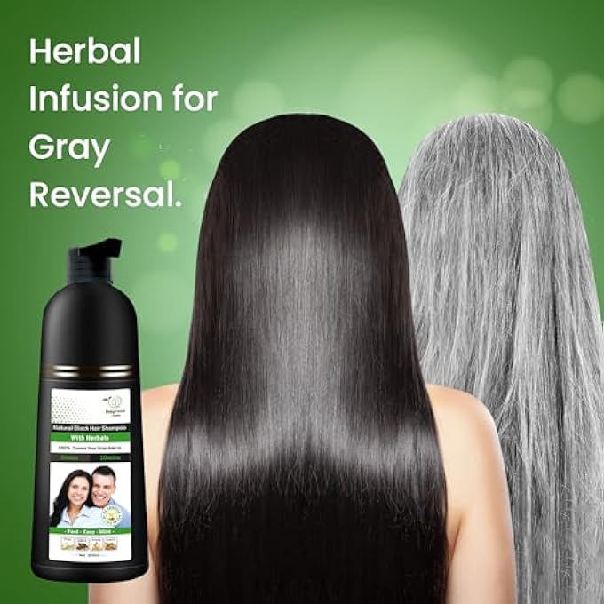 BIOGREEN ROOTS HERBAL NATURAL BLACK HAIR COLOR SHAMPOO - GREY HAIR COVERAGE IN 10 MINUTES - HAIR COLORING FOR MEN, WOMEN, ALL HAIR TYPES - NATURAL BLACK HAIR DYE - 200 ML SIZE - Image 3