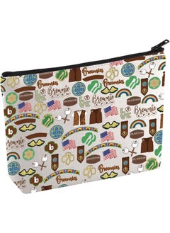 KUIYAI KUIYAI Brownie Girl Scout Cosmetic Bag Girl Scout Troop Makeup Bag Scout Master Gift Girls Power Gift Scout Camping Gift Scout Journey Gift (BrownieScoutM) 