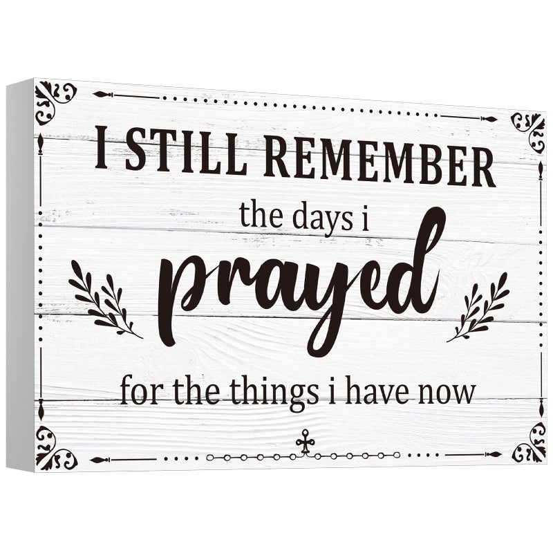 Jetec I Still Remember The Days I Prayed Home Wall Decorations Wooden Table Centerpieces Box Sign Farmhouse Decor House Prayer Wooden Rustic Presents For Bedroom Living Room or ShelfWhite 