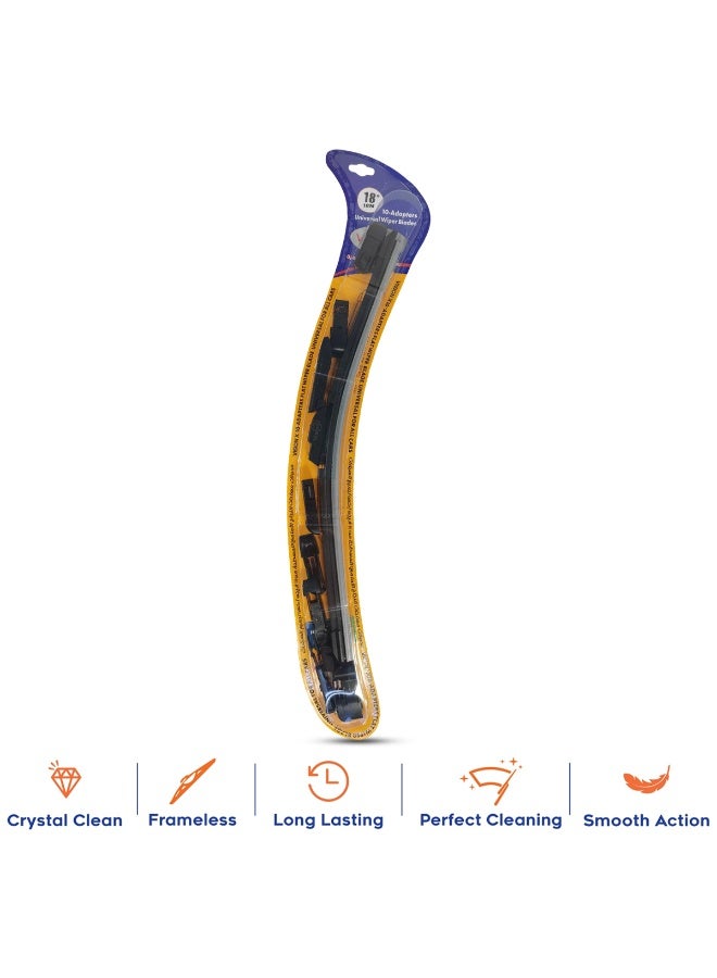 Vision X 18 Inch Universal Flat Wiper Blade WR10155i018 | Natural Rubber | 10 Adapters | All Weather Performance | Anti-Noise | Corrosion Resistant | Long Life - Image 4