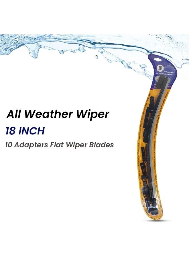 Vision X 18 Inch Universal Flat Wiper Blade WR10155i018 | Natural Rubber | 10 Adapters | All Weather Performance | Anti-Noise | Corrosion Resistant | Long Life - Image 5