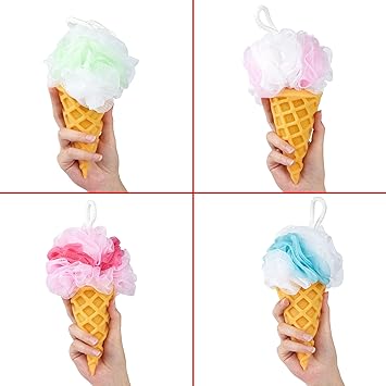 BRUBAKER Set of 4 Bath Sponge Shower Sponge Waffle Ice Soap Sponge 16 oz 45 g Bath Balls for Children and Adults Gentle Exfoliating Sponge Ice Wash Sponge incl Gift Box Colourful - Image 2