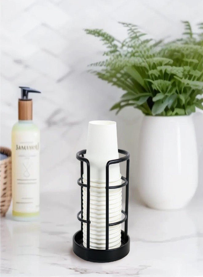 HillSpring Metal Bathroom Cup Dispenser, Sturdy Storage Holder for 3 oz, 4 oz Small Disposable Paper Cups, Paper Cup Dispenser for Mouthwash, Black - Image 2