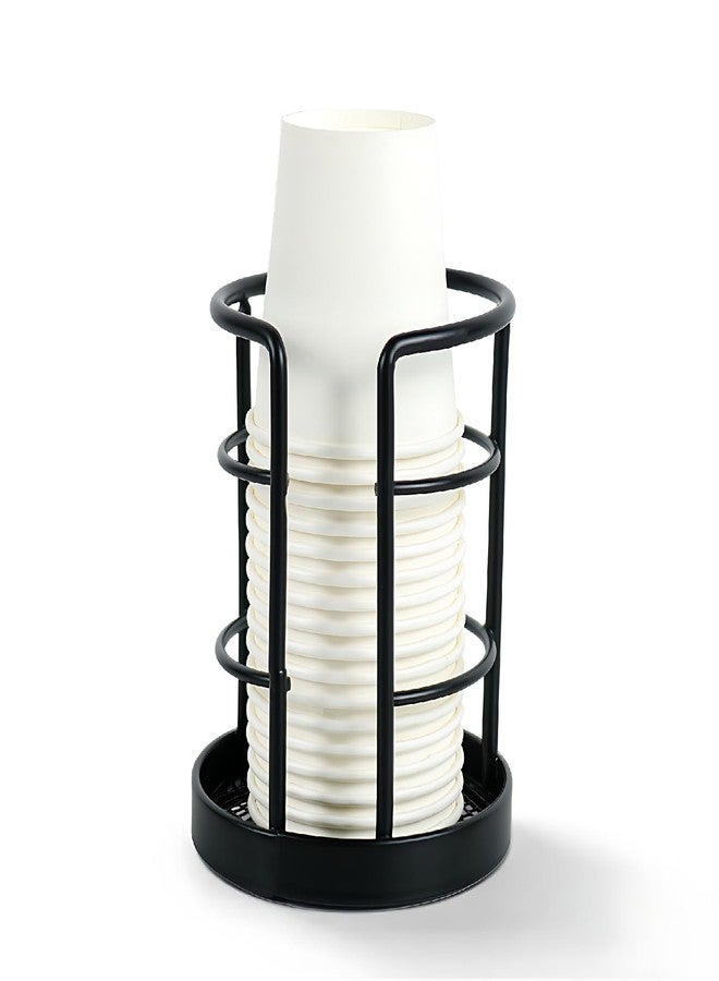 HillSpring Metal Bathroom Cup Dispenser, Sturdy Storage Holder for 3 oz, 4 oz Small Disposable Paper Cups, Paper Cup Dispenser for Mouthwash, Black - Image 1