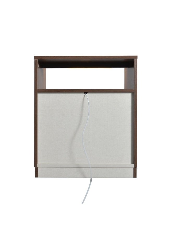 DANUBE HOME طاولة جانبية رونين مع شاحن لاسلكي وضوء LED - طاولة تخزين أنيقة لغرفة النوم بجانب السرير باللون الجوزي/البرونزي - 2 درج، خشب مصنّع، ضمان لمدة 2 سنة، L50xW43xH60cm - Image 5