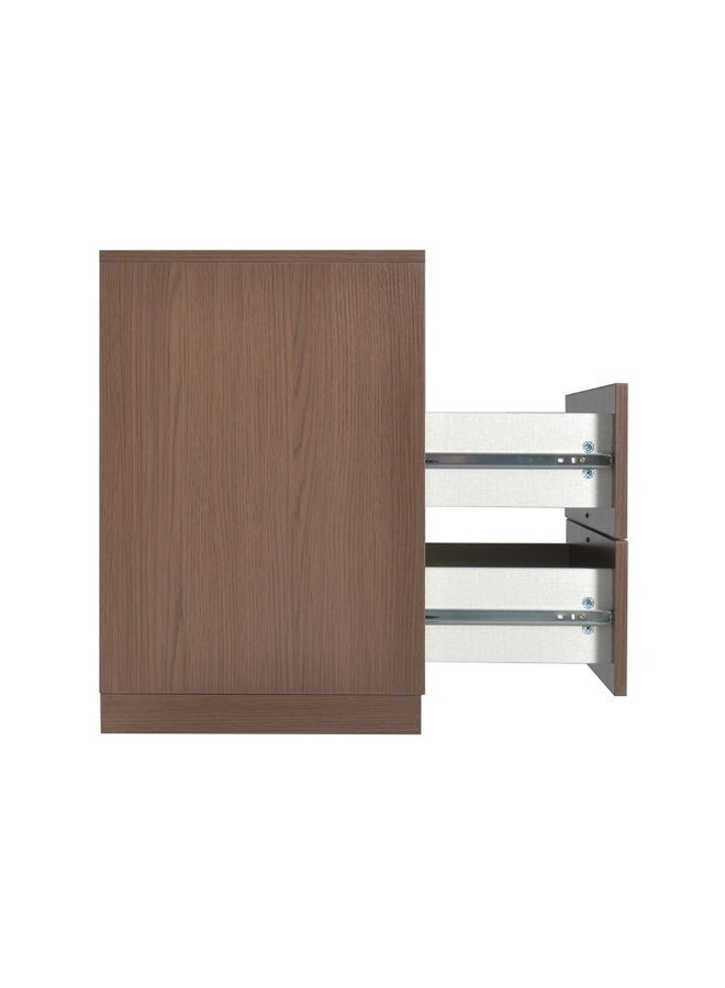 DANUBE HOME طاولة جانبية رونين مع شاحن لاسلكي وضوء LED - طاولة تخزين أنيقة لغرفة النوم بجانب السرير باللون الجوزي/البرونزي - 2 درج، خشب مصنّع، ضمان لمدة 2 سنة، L50xW43xH60cm - Image 4