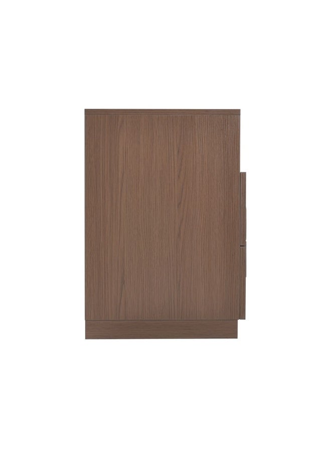 DANUBE HOME طاولة جانبية رونين مع شاحن لاسلكي وضوء LED - طاولة تخزين أنيقة لغرفة النوم بجانب السرير باللون الجوزي/البرونزي - 2 درج، خشب مصنّع، ضمان لمدة 2 سنة، L50xW43xH60cm - Image 3