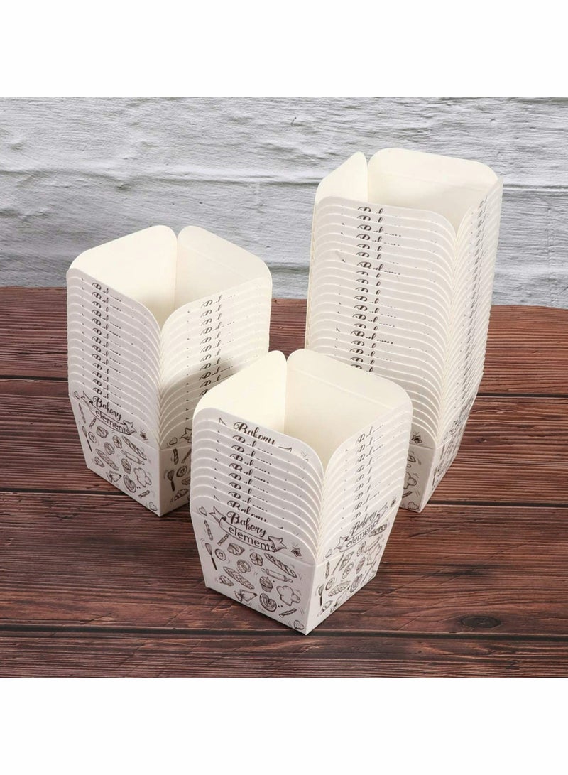 KASTWAVE 100 Pcs Paper Baking Cup Small Square Cake Wrappers Cupcake Liners Desserts Holders Muffin Cases for Weddings Birthdays Baby Shower (White Coffee) - Image 3