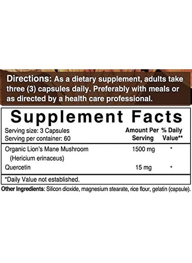 NatureBell - Lions Mane Quercetin Supplements, 1500mg Lion's Mane Plus 25mg Quercetin Per Serving, 180 Capsules, 2 in 1 Formula, Supports Immune System and Brain Health, Non-GMO, Pack of 2 - Image 1
