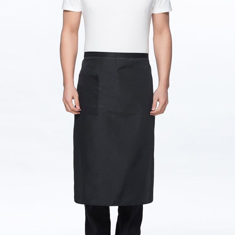 klarako Bistro Apron with One Pocket, Half Long Waist Apron for Baking Cooking Catering, Professional Kitchen Uniform  Black, 68 x 70cm - Image 2