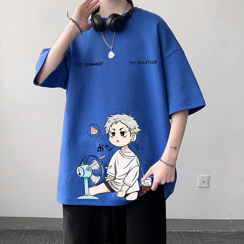 American style vintage high weight T-shirt men's short sleeve summer Boy's printed T-shirt loose half sleeve fashion brand men - Image 4