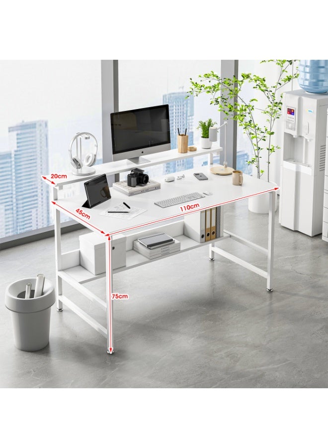 Canadel Computer Desk with Monitor Stand & Bookshelf, 3 Height Adjustable Office Table, Sturdy Gaming Desk with Storage for Home Office, PC Laptop Workstation - Image 2