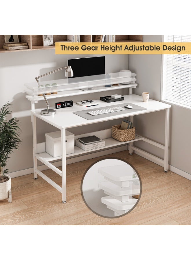 Canadel Computer Desk with Monitor Stand & Bookshelf, 3 Height Adjustable Office Table, Sturdy Gaming Desk with Storage for Home Office, PC Laptop Workstation - Image 5