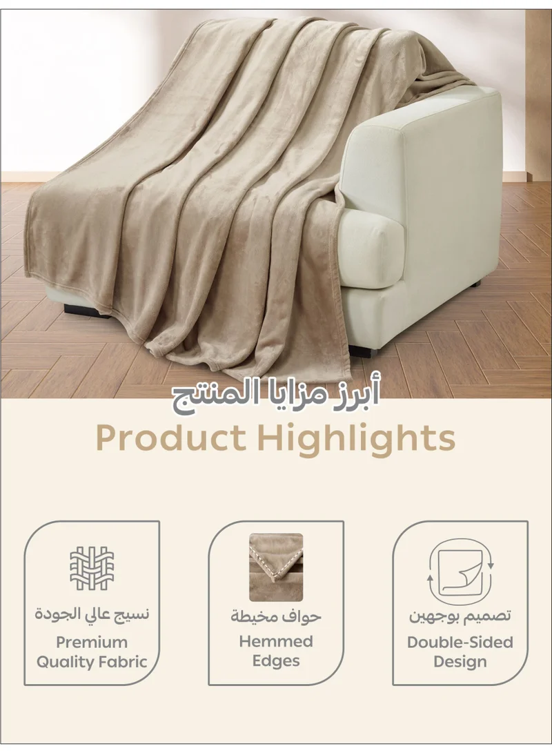 Donetella Fleece Blanket King Size(200 X 240 CM) Super Soft Throw Blanket With 300 GSM Best Lightweight Warm Plush Throws For Bed, Sofa,Couch And Camping,French Beige