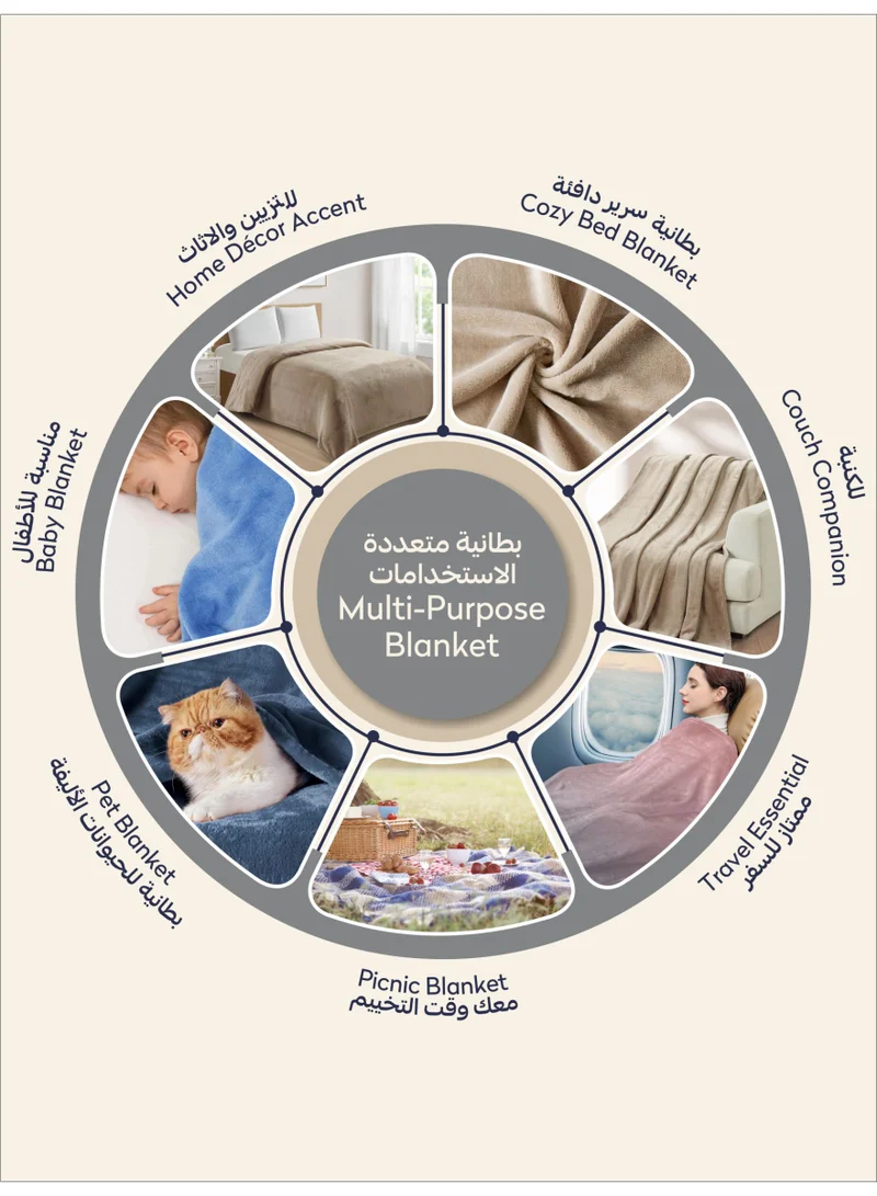 Donetella Fleece Blanket King Size(200 X 240 CM) Super Soft Throw Blanket With 300 GSM Best Lightweight Warm Plush Throws For Bed, Sofa,Couch And Camping,French Beige