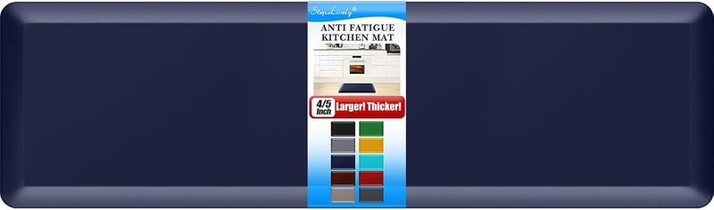 StepLively 4/5 Inch Thick Kitchen Mat - Cushioned Anti Fatigue Mats for Kitchen Floor - Easy to Clean, Waterproof, Non-Slip Kitchen Rug for Sink, Office, Kitchen (17''x60'' Blue) - Image 1