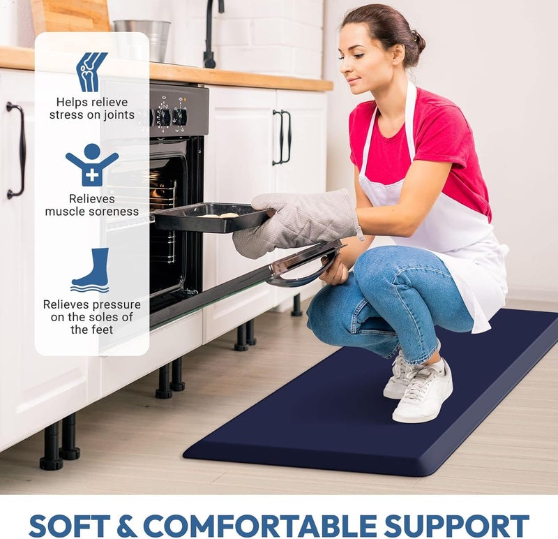 StepLively 4/5 Inch Thick Kitchen Mat - Cushioned Anti Fatigue Mats for Kitchen Floor - Easy to Clean, Waterproof, Non-Slip Kitchen Rug for Sink, Office, Kitchen (17''x60'' Blue) - Image 4