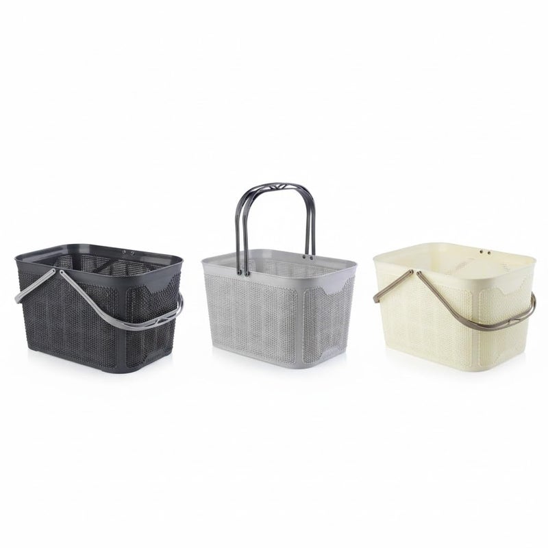 Plastic Picnic Basket With Handle, 20 Liter, Woven Design, Multi Use For Picnic And Trips (Random Color) - Image 3