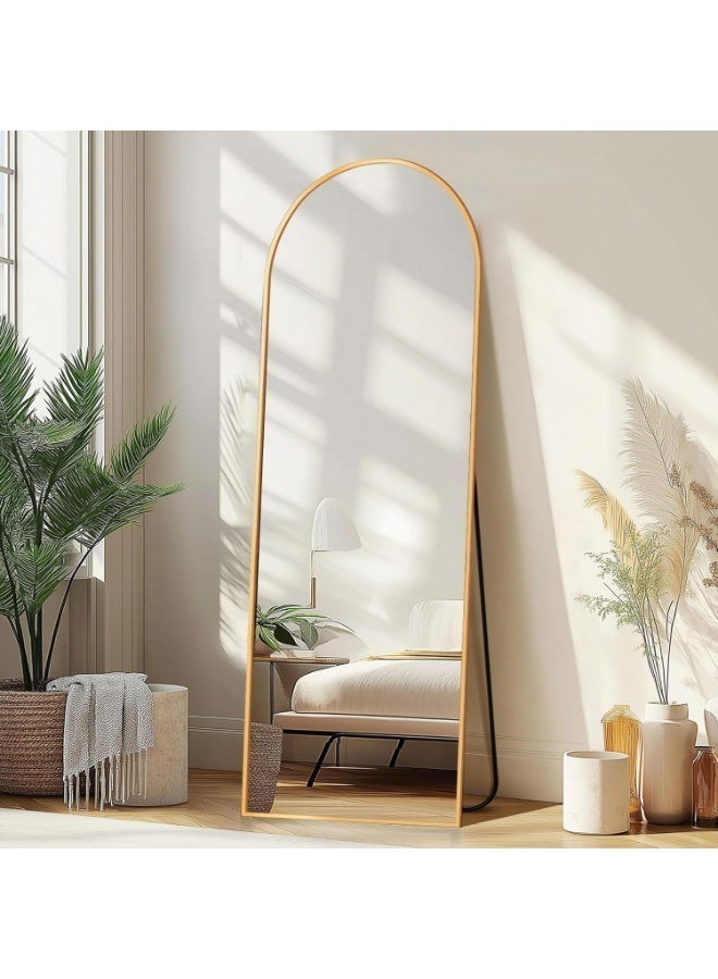 OLUDENIZ Luxury Full-Length Floor Standing Dressing Mirror (53×163 cm)– Gold Aluminum Alloy Frame, Explosion-Proof 4mm Glass, Modern Arch Design - Image 1
