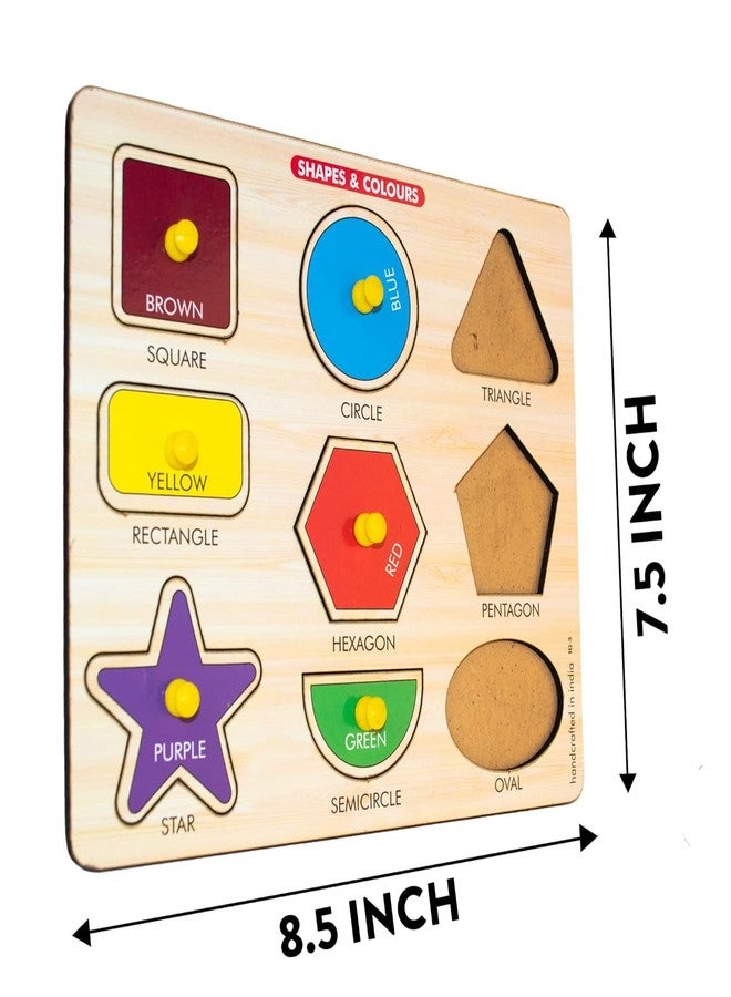 BuGBee Wooden Shapes and Colours Peg Puzzle for Kids | Geometric Learning Board with 9 Shapes | Educational Wooden Puzzle Toy for Toddlers 2 3 4 5+ Years - Image 3