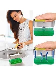 DD RETAILS DD RETAILS ABS Plastic Soap Pump Dispenser with Sponge Holder 13 Oz Press Compact Storage for Dish Soaps, Lotion and Sponges (Medium, Multicolour)  - Image 3