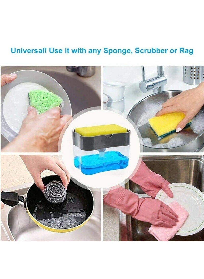 DD RETAILS DD RETAILS ABS Plastic Soap Pump Dispenser with Sponge Holder 13 Oz Press Compact Storage for Dish Soaps, Lotion and Sponges (Medium, Multicolour)  - Image 4