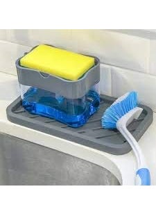 DD RETAILS DD RETAILS ABS Plastic Soap Pump Dispenser with Sponge Holder 13 Oz Press Compact Storage for Dish Soaps, Lotion and Sponges (Medium, Multicolour)  - Image 2