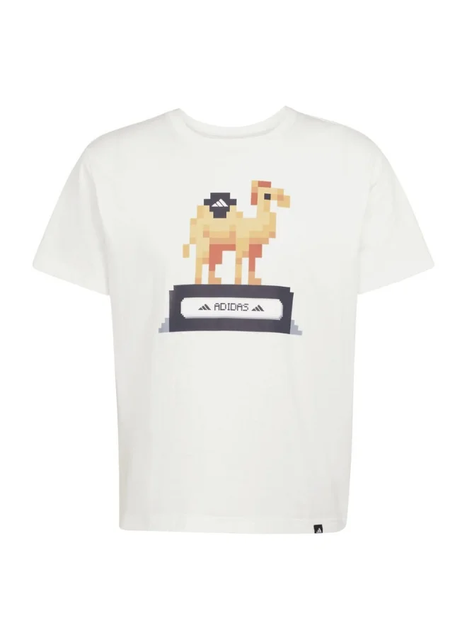 اديداس adidas CAMEL PIXEL White Training T-SHIRTS for Unisex - 3XS