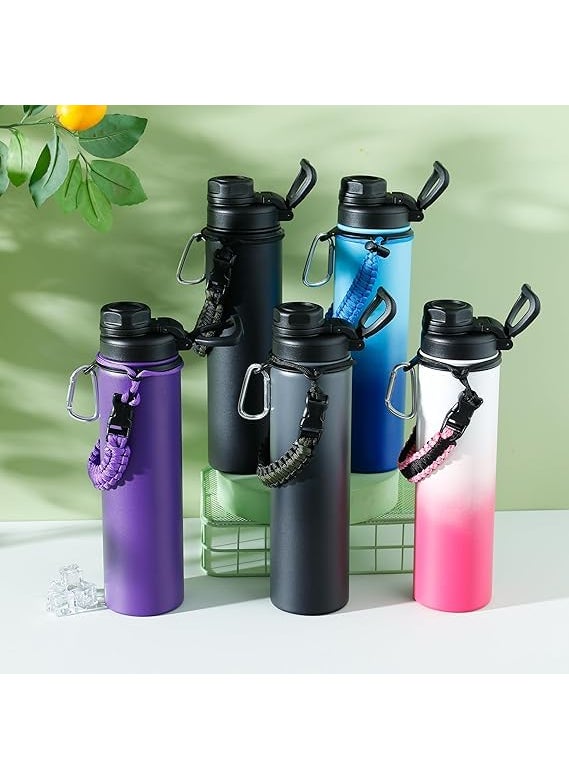 Kuber Industries Kuber Industries Water Bottle Steel Water Bottle for Daily Use Vacuum Insulated Flask Water Bottle with Rope Hot Cold Water Bottle 720 ML LX230603 Black Gray  - Image 5