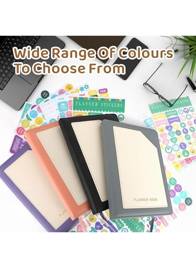 بيتيون مخطط أسبوعي غير مؤرخ لعام 2026، مخطط أسبوعي وشهري مقاس A5 لإدارة الوقت وتتبع الأهداف وتتبع العادات وقائمة المهام للطلاب المحترفين من بايشن، مخطط من 6 ملصقات (لون أسود) - Image 2