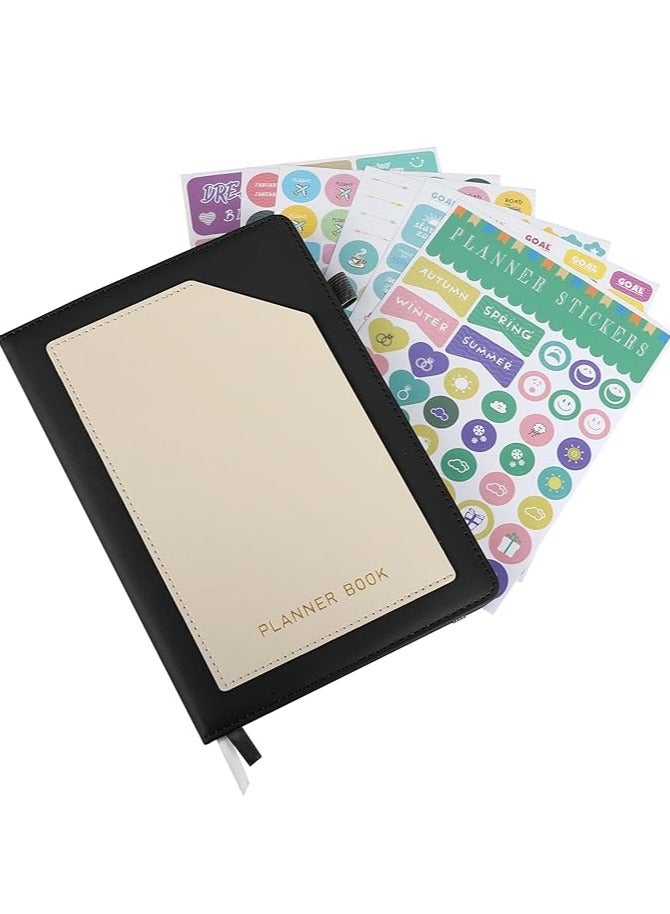 بيتيون مخطط أسبوعي غير مؤرخ لعام 2026، مخطط أسبوعي وشهري مقاس A5 لإدارة الوقت وتتبع الأهداف وتتبع العادات وقائمة المهام للطلاب المحترفين من بايشن، مخطط من 6 ملصقات (لون أسود) - Image 1