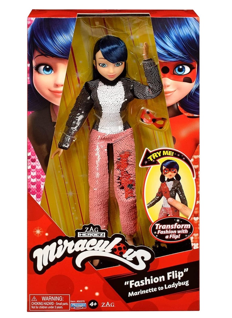 Miraculous - Fashion Flip Marinette To Ladybug with Sequin Outfit Doll by Playmates Toys | Material : Plastic |Fashion Doll | Age Group : 4Years+ - Image 1