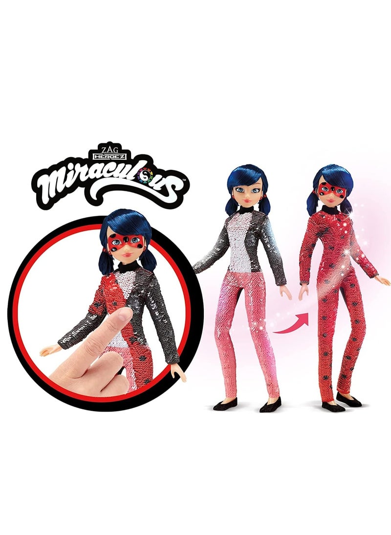 Miraculous - Fashion Flip Marinette To Ladybug with Sequin Outfit Doll by Playmates Toys | Material : Plastic |Fashion Doll | Age Group : 4Years+ - Image 1