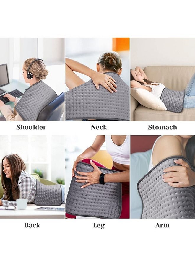 Arabest - Portable Heating Pad, Electric Hot Heating Pad for Period Cramps Neck Shoulder Pain Relief, 10 Temperature Settings, 3 Timer, Auto Shut Off Function, Gifts for Women, Men (Grey, 12 inch × 24 inch) - Image 1