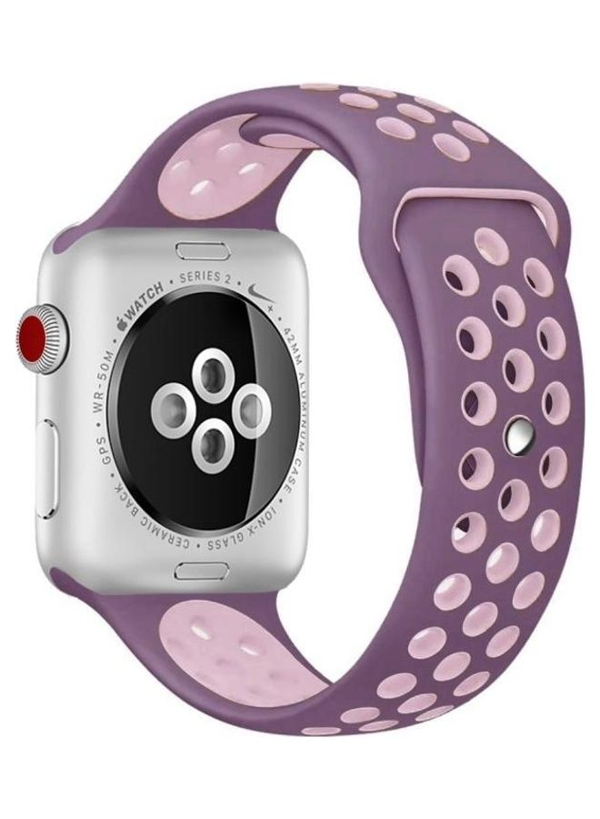 NIBEMINENT Sport Silicone Watchband For Apple Watch Series 7/6/5/4/3/2/1/SE 38/40/41mm Purple/Pink - Image 1