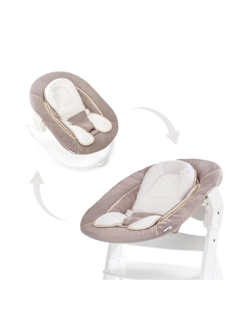 هوك Alpha+ 2 In 1 Bouncer And Baby Rocker, Stretch Beige From Birth, Newborn Set, Compatible With Alpha Highchair