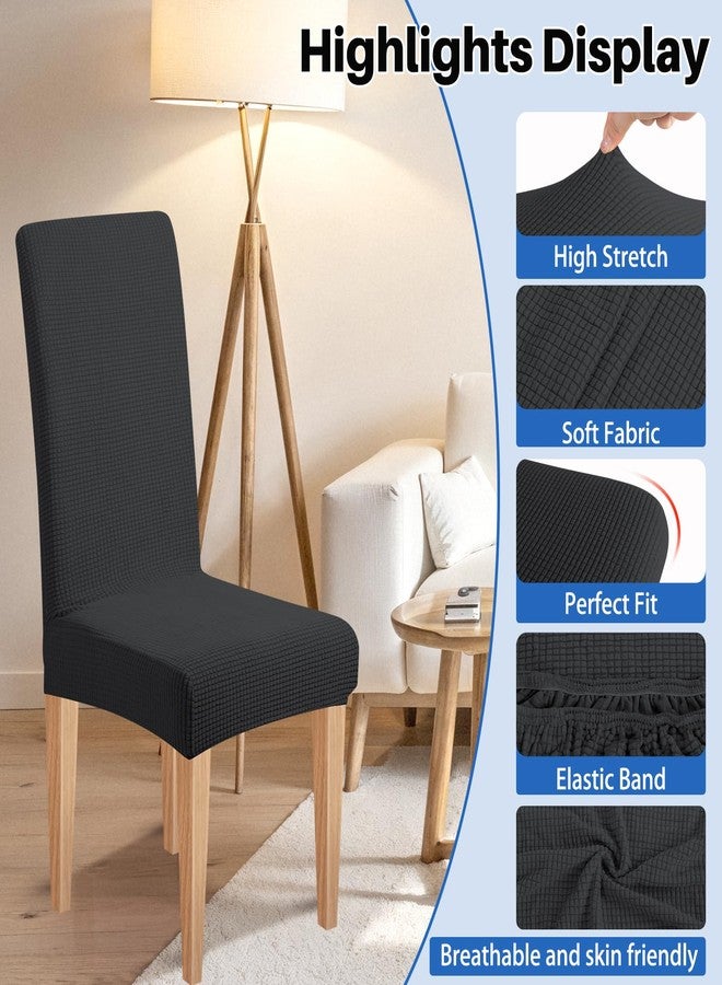 Dioxide Stretch Chair Covers for Dining Chairs, Washable Dining Chair Covers Set of 6, Soft Kitchen Chairs Seat Covers, Jacquard Parson Chair Slipcover Protectors for Home Hotel Restaurant Banquet - Image 5