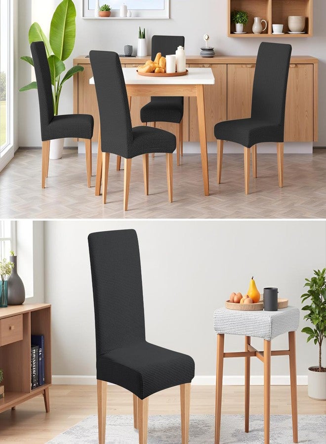 Dioxide Stretch Chair Covers for Dining Chairs, Washable Dining Chair Covers Set of 6, Soft Kitchen Chairs Seat Covers, Jacquard Parson Chair Slipcover Protectors for Home Hotel Restaurant Banquet - Image 3