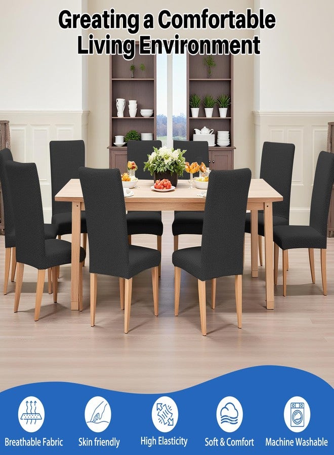 Dioxide Stretch Chair Covers for Dining Chairs, Washable Dining Chair Covers Set of 6, Soft Kitchen Chairs Seat Covers, Jacquard Parson Chair Slipcover Protectors for Home Hotel Restaurant Banquet - Image 2