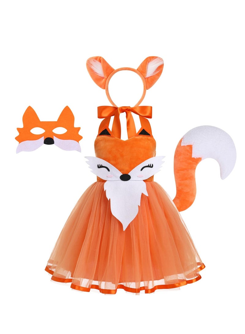 SOLARAE Fox Costume, Fox Set Headband Tail Ears Bow Ties, Fox Costume for Party, Made of Polyester and Artificial Fur, Non-toxic and Odorless, Suitable for Kids Birthday Party (3PCS) - Image 2