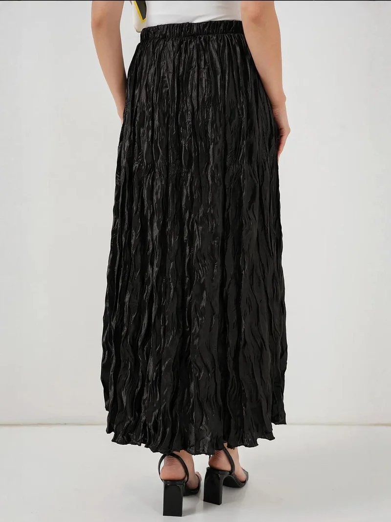 Big Dart Black BDART Textured Maxi Skirt with Elastic Waist for Women | Best Price UAE