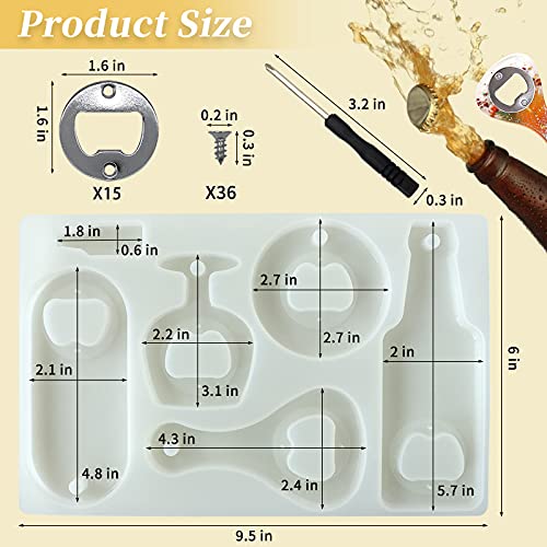 Lovppy Bottle Opener Resin Molds, Lovppy Beer Opener Silicone Molds, Epoxy Resin Casting Molds, Beer Spanner Kit with Screwdriver and Patch, DIY Jewelry Craft Mold for Bottle Opener Keychain Wine Corkscrew - Image 3