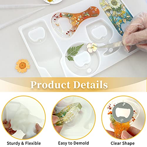 Lovppy Bottle Opener Resin Molds, Lovppy Beer Opener Silicone Molds, Epoxy Resin Casting Molds, Beer Spanner Kit with Screwdriver and Patch, DIY Jewelry Craft Mold for Bottle Opener Keychain Wine Corkscrew - Image 4